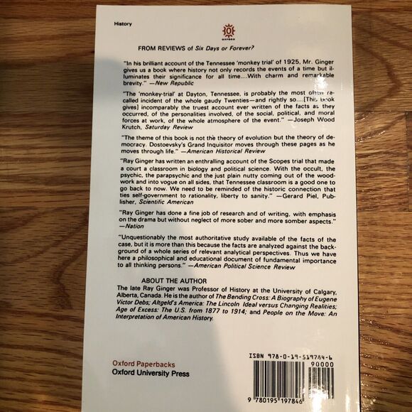 Six Days or Forever? : Tennessee V. John Thomas Scopes by Ray Ginger (1974,... - Picture 2 of 2